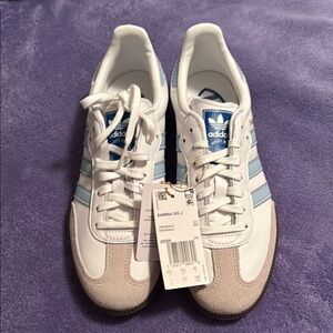 Adidas Samba OG White and Light Blue Sneakers